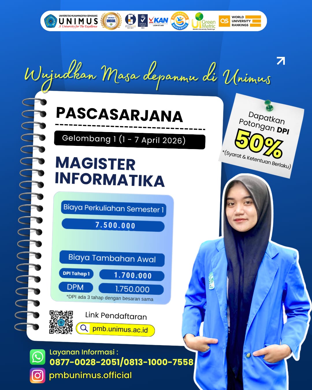 Pendaftaran Magister Informatika UNIMUS 2026 Gelombang 1 Dibuka – Potongan DPI 50%